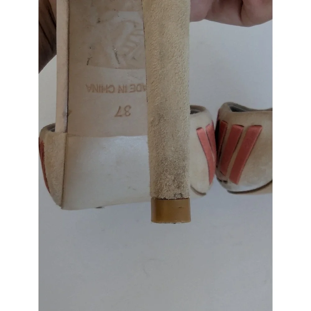 Reiss Womens Heels Size 7 Nude Coral Ankle Strap Cutout Peep Toe Stiletto - Picture 13 of 16